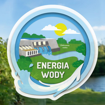 Reusable, adhesive-free sticker 50×48 cm: Water Energy