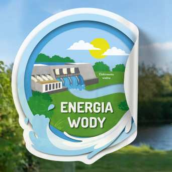 Reusable, adhesive-free sticker 50×48 cm: Water Energy