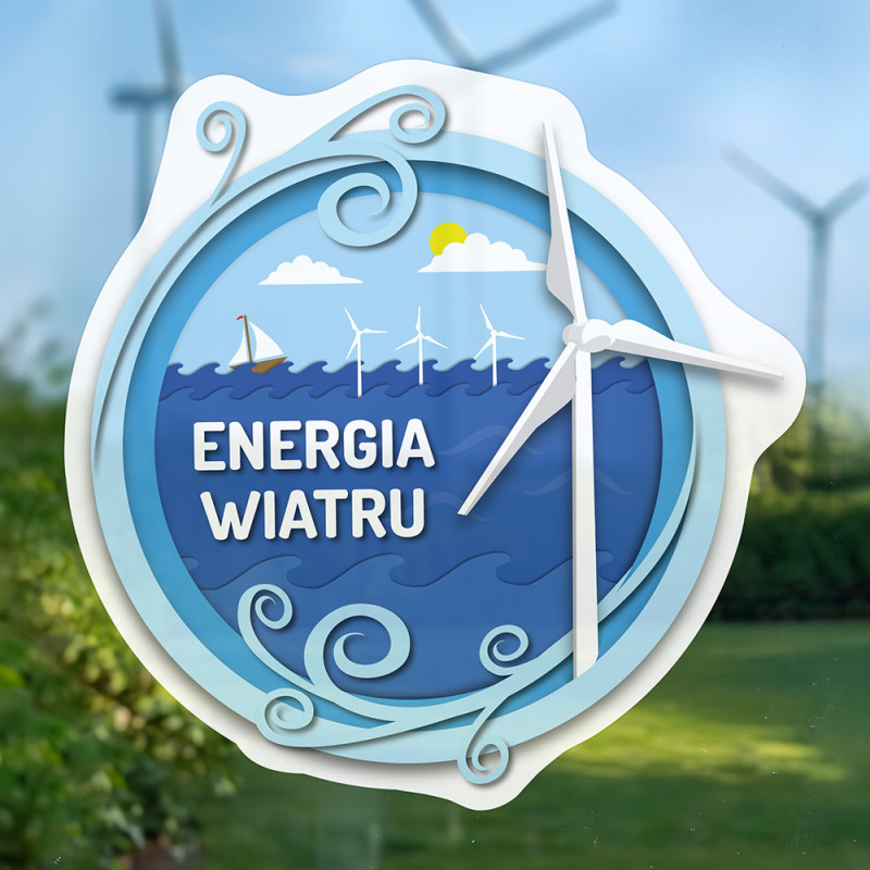 Reusable, adhesive-free sticker 50×48 cm: Wind Energy