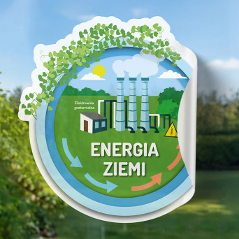 Reusable, adhesive-free sticker 50×48 cm: Geothermal Energy