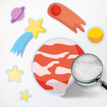 Space – Durable Wall Stickers, 78 pcs., 5 Sheets, 45 × 62 cm