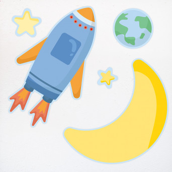 Space – Durable Wall Stickers, 78 pcs., 5 Sheets, 45 × 62 cm