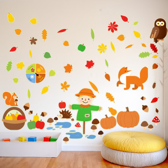 Autumn – Durable Wall Stickers, 75 pcs., 5 Sheets, 45 × 62 cm