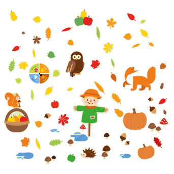 Autumn – Durable Wall Stickers, 75 pcs., 5 Sheets, 45 × 62 cm